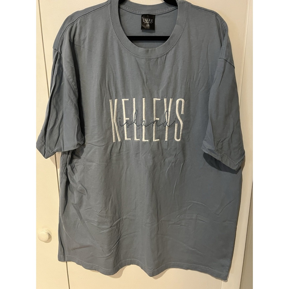 Kelley's Island Lake Erie Ohio Blue Tshirt Size 3X Embroidered Stitching